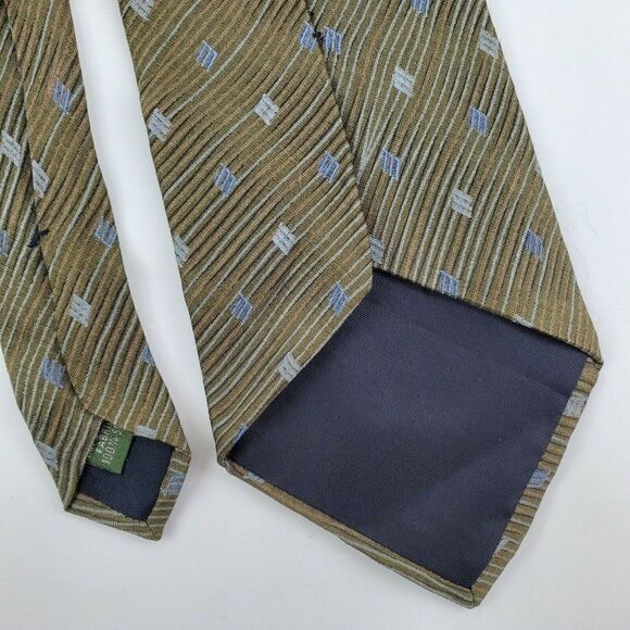 Dockers Khakis Silk Tie Green‎ Geometric Wavy Wide - Picture 5 of 6